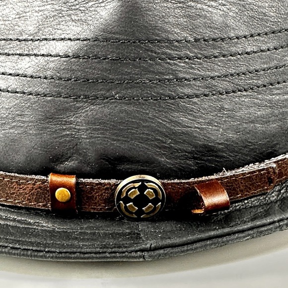 Genuine Leather Fedora XL Black Brown Band American Hat Makers Freedom Hats - Picture 4 of 9